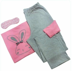 Pijama Feminino Longo Coelho Rosa. - loja online
