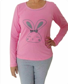 Pijama Feminino Longo Coelho Rosa. - comprar online