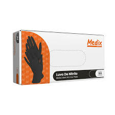 LUVA NITRILICA M PRETA C/100 MEDIX