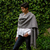 Shawl / oversized scarf of llama wool (Dark gray)