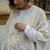 Short poncho / Vest of pure llama wool (White) on internet