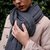 Wool & Cotton shawl scarf - Steel - buy online