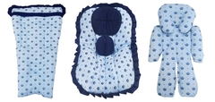 Capa De Carrinho+Capa De Bebê Conforto+Redutor Azul Claro