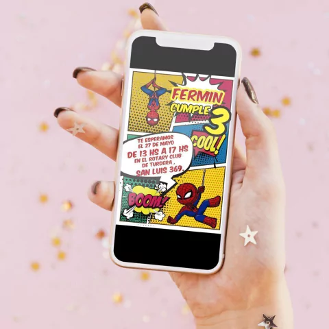 INVITACION DIGITAL PARA TODOS TUS EVENTOS SPIDERMAN COMIC