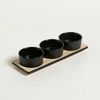 Set 3 copetinero porcelana base bamboo