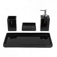 set de baño resina negro cuadrado - comprar online