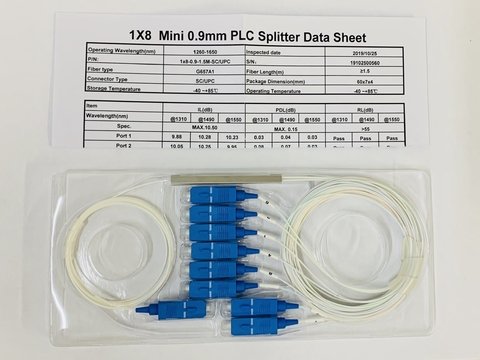 Splitter balanceado mini plc 1x8 sc/upc