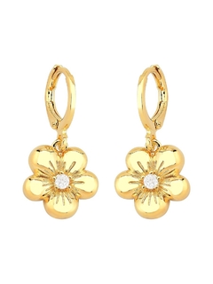 Brinco Flor Cravejado M Banhado a Ouro 18k- Semijoias - comprar online