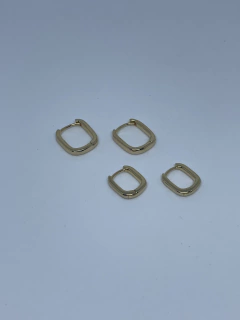 Brinco Dupla Argola Quadrada M e P Banhada Ouro 18k - Semijoias - comprar online
