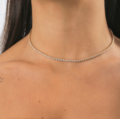 Choker Riviera Cristal 2,5 Banhada a Ouro 18k - Semijoias - Bergara Boutique