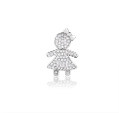 Pingente Menina Cravejado no Banho Rodio Branco - Semijoias - comprar online