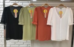 BLUSA LORENA CREPE ELÁSTICO NA MANGA - comprar online