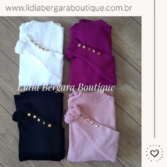 BLUSA ARIANE TRICOT MODAL GOLA ALTA BOTOES NA MANGA - comprar online