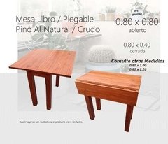 Mesa Libro Plegable De Pino 80x80 lustrada( ART TEX 6065) - tienda online