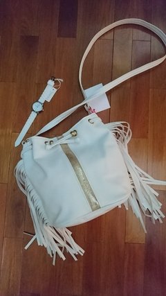 Bandolera ecocuero color blanca