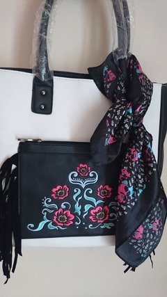 Bolso/Cartera grande color negra y blanca