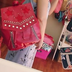 Mochila de cuero color roja - comprar online