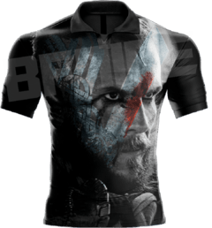 CAMISA VIKINGS - Floki Cor: Tons de Preto e Cinza com as costas na cor Preta