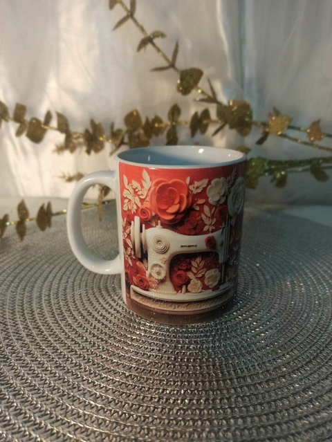 Taza Cerámica Costura Roja