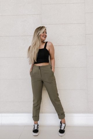 CALÇA CIGARRETE VERDE MILITAR - comprar online