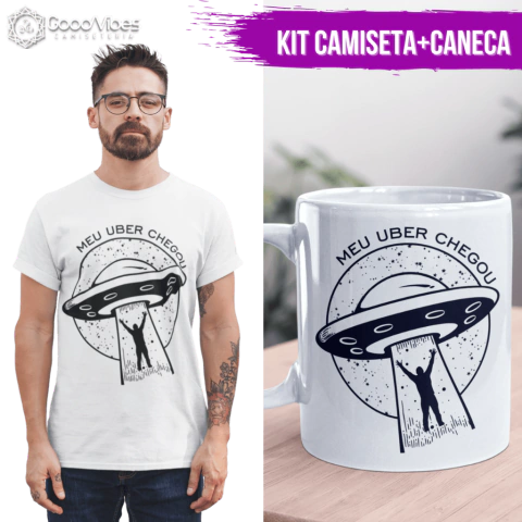 KIT CAMISETA E CANECA MEU UBER CHEGOU