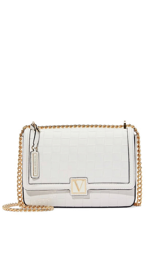 The victoria medium shoulder bag white woven