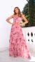 Vestido longo floral babados