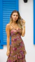 Vestido longo floral babados - loja online