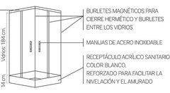 Box Ducha Cabina Transparente 8mm 100x100 Recto Con Receptaculo en internet