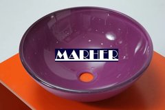 Bacha Redonda De Apoyar Apoyo Vidrio 12mm Violeta 30cm - MARHER