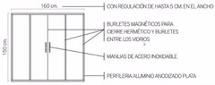 Imagen de Mampara Bano Corrediza Banera 160x150 Esmerilado 8mm 4 Hojas