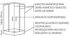 Box Ducha Cabina 100x100 Recto 8mm Esmerilado C/ Receptaculo en internet