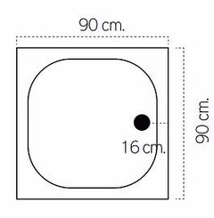 Box Ducha Cabina 90x90 Recto Esmerilado 8mm C/ Receptaculo