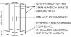 Imagen de Box Ducha Cabina 80x80 Recto Esmerilado 8mm C/ Receptaculo