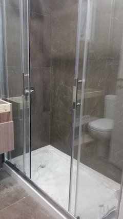 Mampara Bano Corrediza Sobre Piso 150x190 Vidrio 8mm 4 Hojas - tienda online