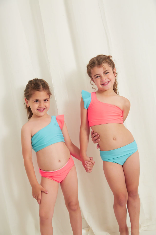 Bikini canaria combinada coral turquesa Cacatua mayorista — imagen 3