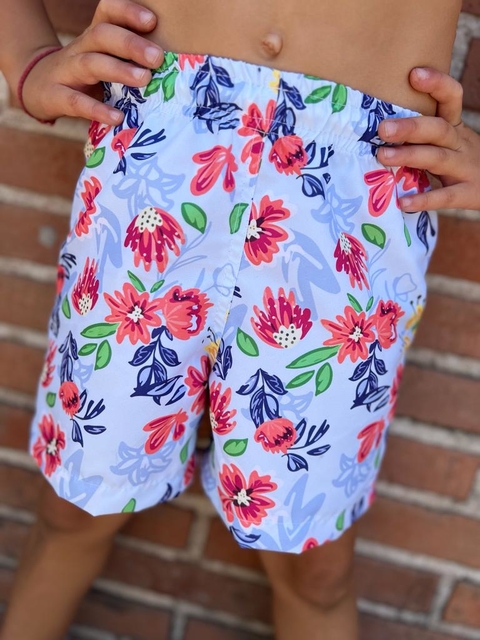 SHORT DE BAÑO FLORES CORAL