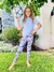 LEGGING FLOR ROSA FONDO AZUL TALLE 14 - comprar online