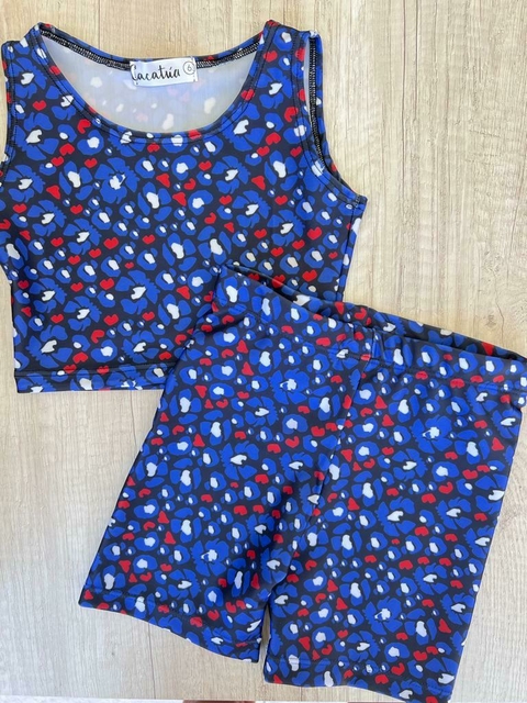 CONJUNTO TOP Y BIKER FLOR PRINT AMERICA