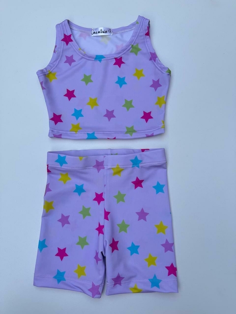 CONJUNTO TOP Y BIKER STAR PINK