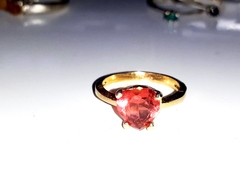 Anel em prata revestido com ouro 18k a 40 mls. Pedra sintética zircônio. size 13/14