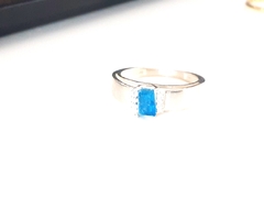 Anel tradição, prata Pedra preciosa Apatita neon africana tipo paraíba.. - comprar online