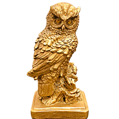 Coruja em Gesso Dourada 21cm - Decoração Elegante