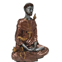São Francisco meditando 20cm em resina artesanal_B