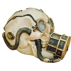 Adicione estilo com a Caveira Crânio I Steampunk. Feita de resina de alta qualidade, ideal para decoração criativa e presente para fãs de temas alternativos!