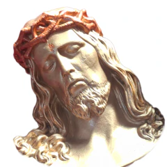 Busto de Cristo em Gesso 33cm Metalizado Dourado e Cobre | Arte Sacra Maraterapia