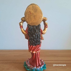Lakshmi deusa hindu em pé 23cm em resina com adornos / escultura / estatua / imagem