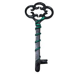 Chave de Hécate preta com cobra verde enrolada, estilo místico, 42 cm
