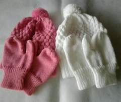 Conjunto de Tricô para Bebê de 6 a 12 meses Gorro e Luvinha várias opções de cores - Artetramas