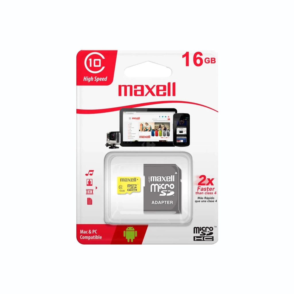 Memoria Micro Sd 16Gb Maxell Con Adaptador Clase 10